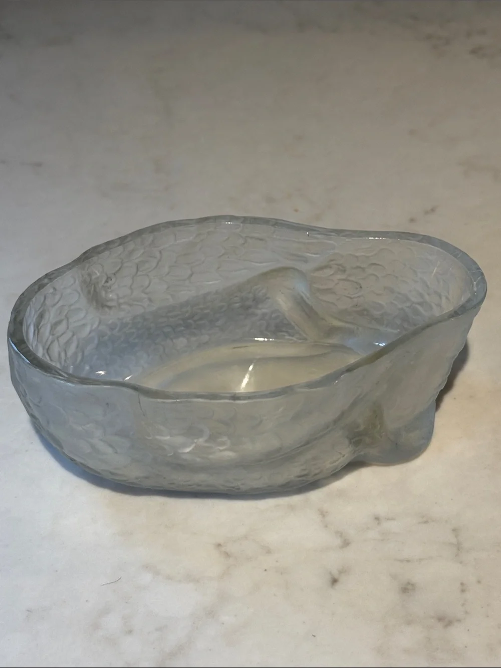 Vintage Satin Glass Covered Swan Dish